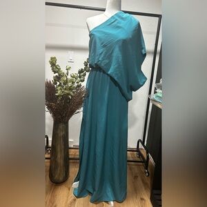 Pink Lily size M Elegant Teal One-Shoulder maxi Dress